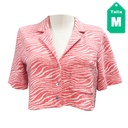 Camisa Corta Zara Coral y Blanco- M