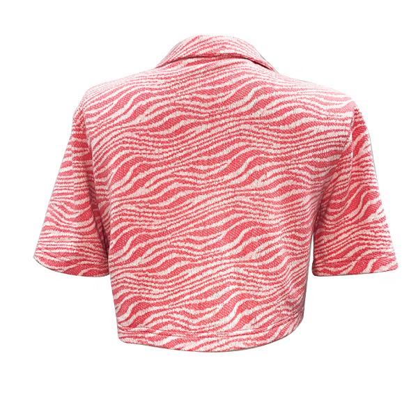 Camisa Corta Zara Coral y Blanco- M