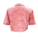 Camisa Corta Zara Coral y Blanco- M