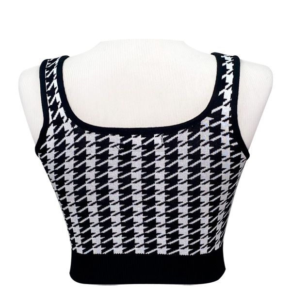 Crop Top Mujer Blanco y Negro- S