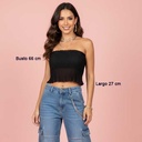 Crop Top Plisado Negro- XS