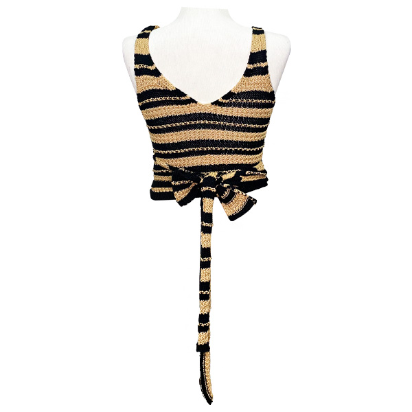 Top Zara Tejido Nude y Negro- S