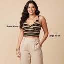 Top Zara Tejido Nude y Negro- S