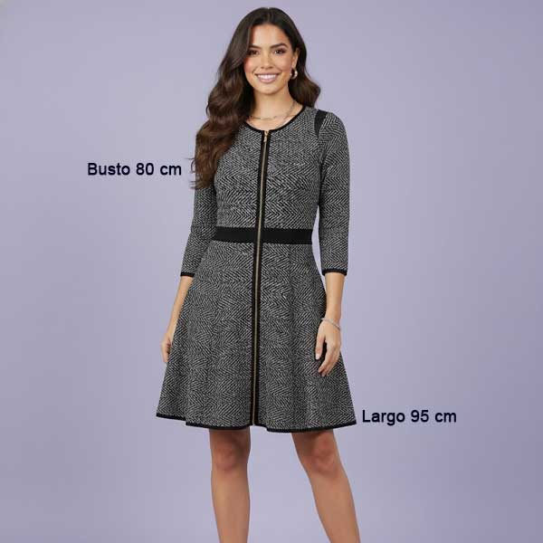 Vestido Ann Taylor Tejido Negro y Blanco- XXS