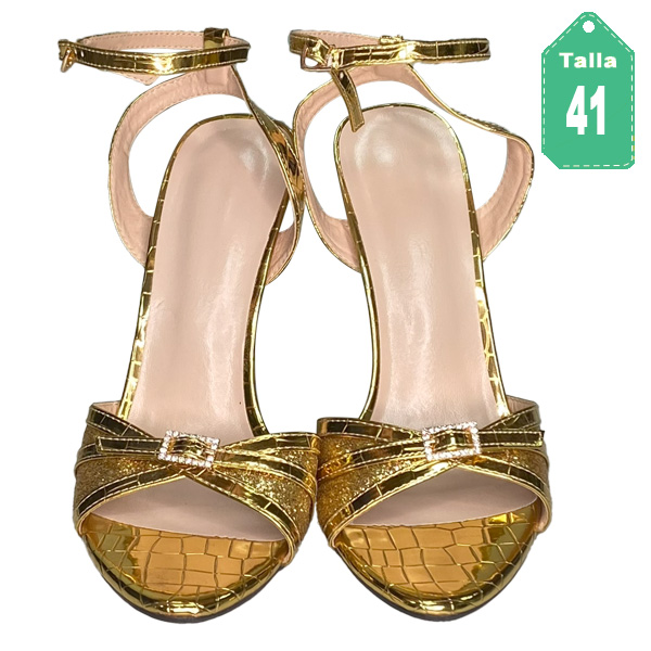 Sandalias de Tacon Dorado- 41
