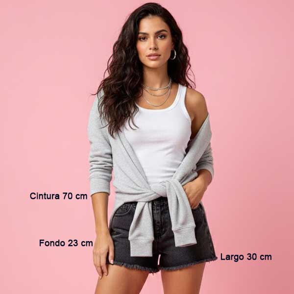 Short Stradivarius Jeans Negro- XS