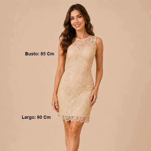 Vestido Cache Encaje Beige - S