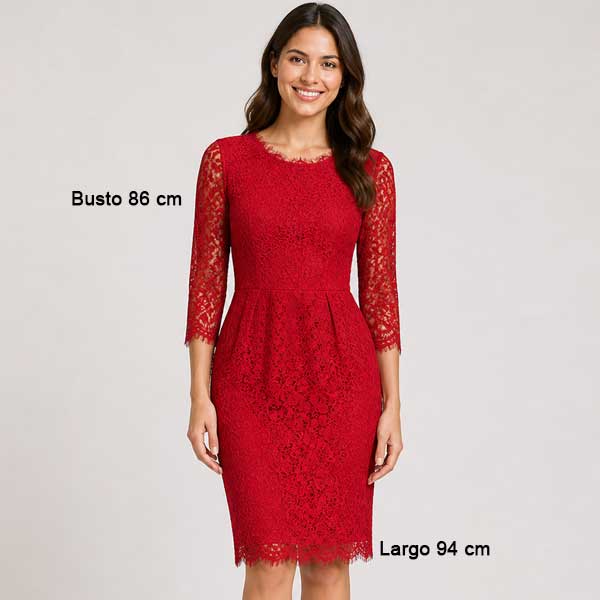 Vestido H&M Encaje  Rojo - XS