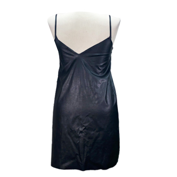 Vestido Zara Negro Cuerina- S