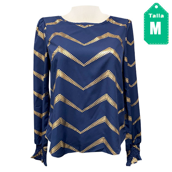 Blusa Shein Azul Marino y Dorado- M