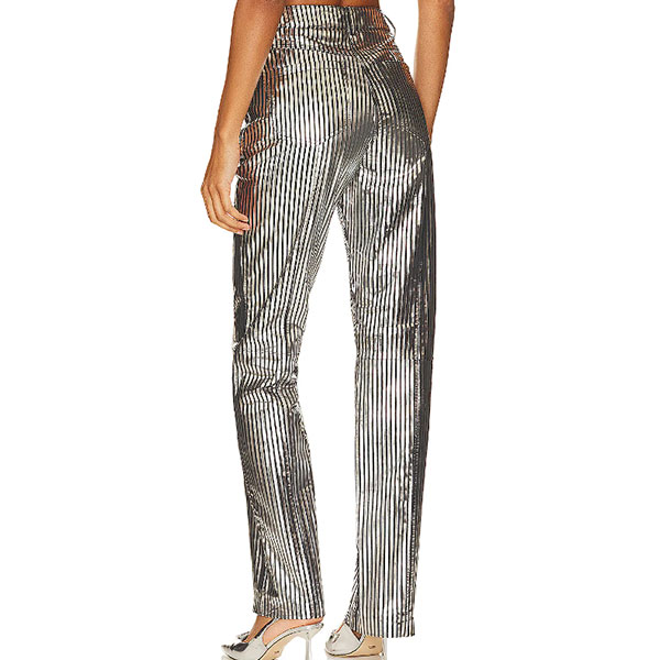 Pantalon Plateado y Blanco- M