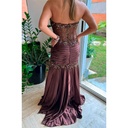 Vestido Jaoz Couture Cafe y Dorado- L