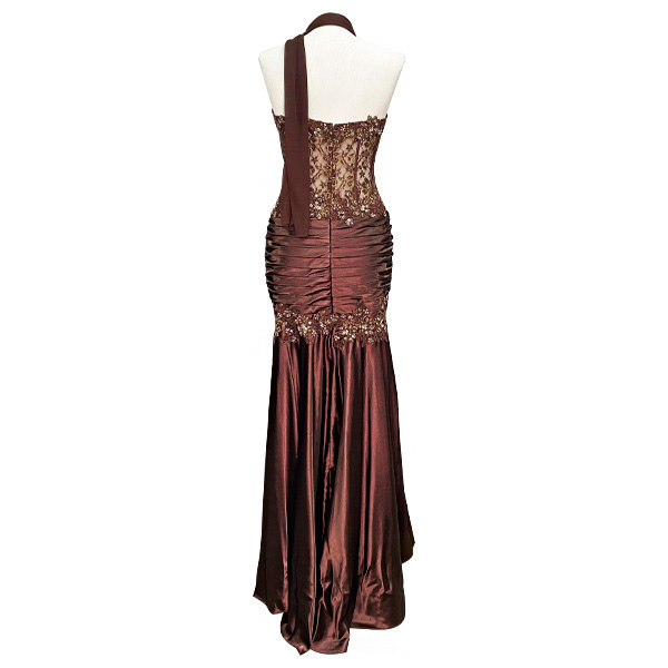 Vestido Jaoz Couture Cafe y Dorado- L
