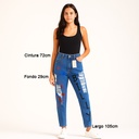 Mom Jeans Shambray Estampado- XS