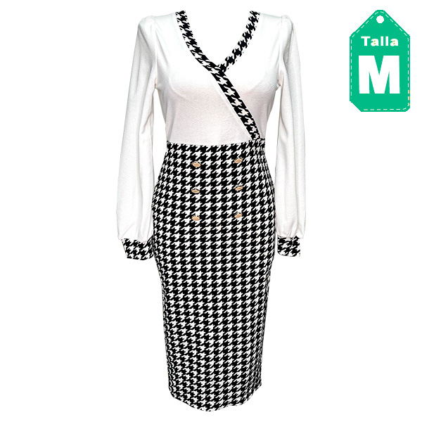 Vestido Shein Blanco y Negro-M