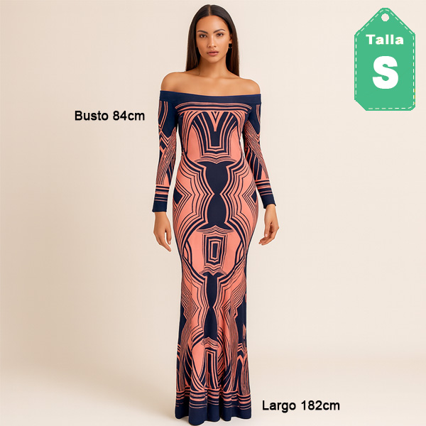 Vestido Vava Voom Azul Marino y Palo Rosa