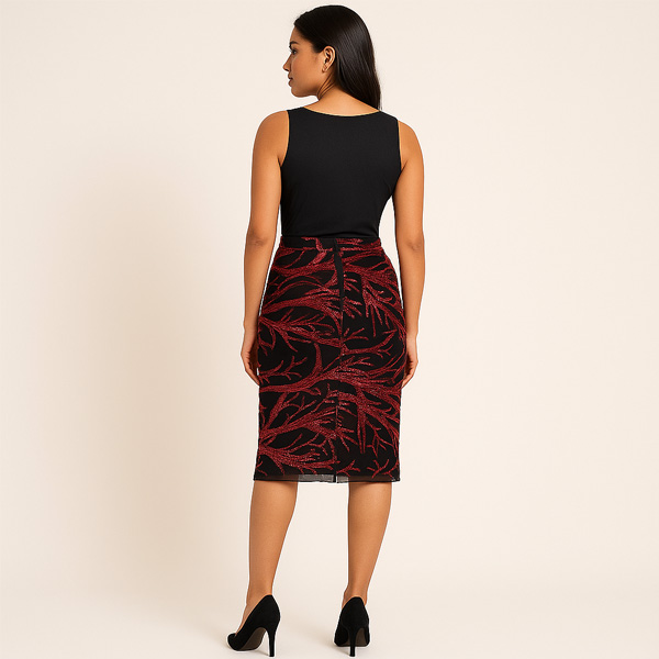 Falda  Runway Negro y Rojo- L
