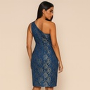 Vestido David Meister Dorado y Azul Rey- M