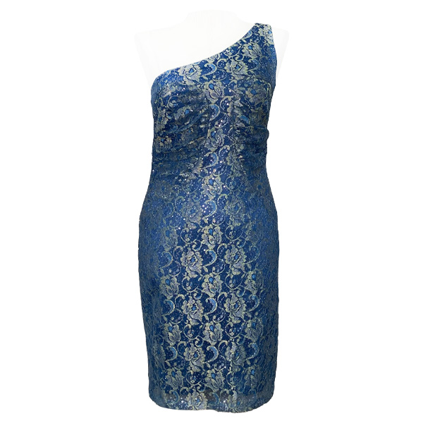 Vestido David Meister Dorado y Azul Rey- M