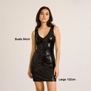 Vestido Mango Negro Lentejuelas- S