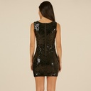 Vestido Mango Negro Lentejuelas- S