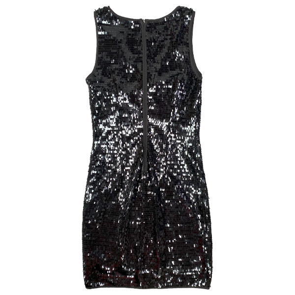 Vestido Mango Negro Lentejuelas- S