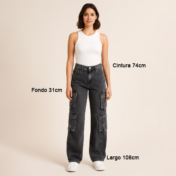 Cargo Jeans Zara Gray- 24