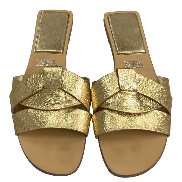 Sandalias Flats Zara Dorado- 38