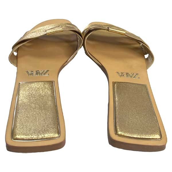 Sandalias Flats Zara Dorado- 38