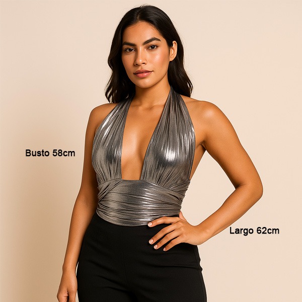 Blusa Glam Plateado- M