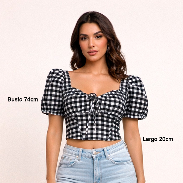 Crop Top Ela Cuadros- S