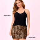 Vestido StudioF Negro y Dorado- M