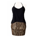 Vestido StudioF Negro y Dorado- M