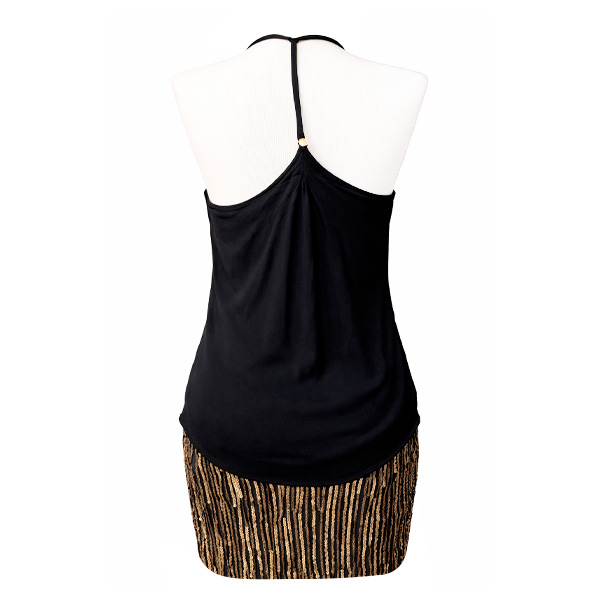 Vestido StudioF Negro y Dorado- M