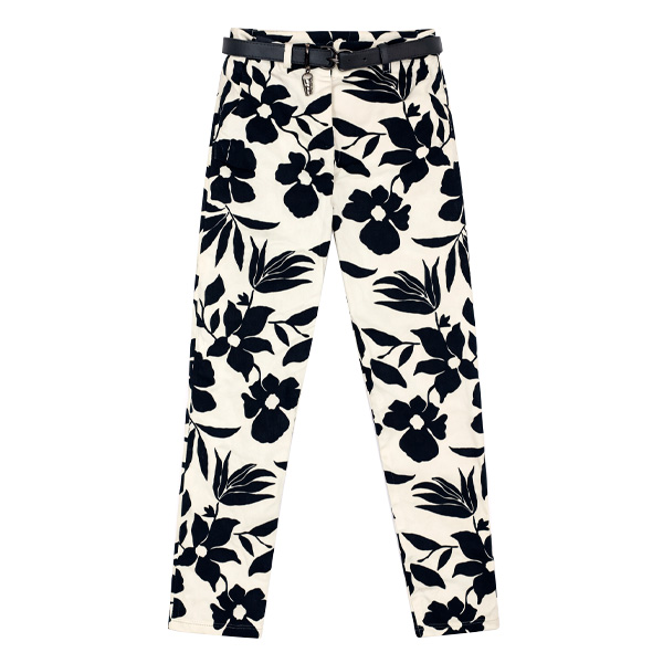 Pantalon Studio F Blanco Hueso y Negro- XS