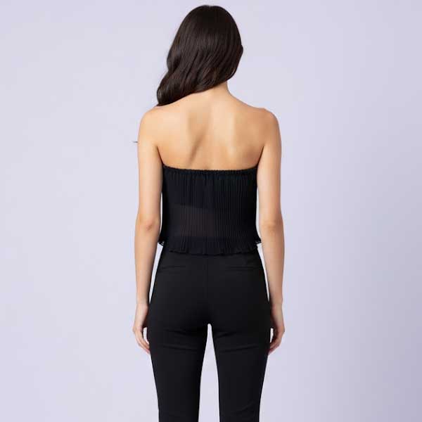 Crop Top Plisado Negro- XS