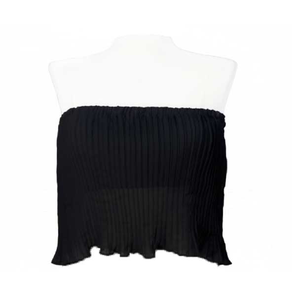 Crop Top Plisado Negro- XS