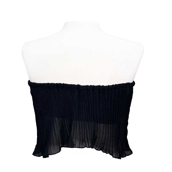 Crop Top Plisado Negro- XS