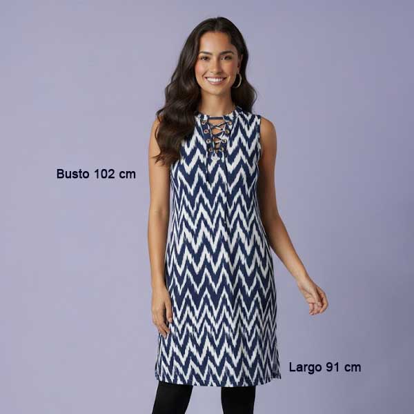 Vestido Michael Kors Azul Marino y Blanco- S