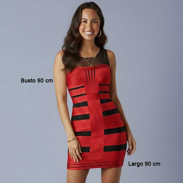 Vestido BCBG Rojo y Negro- S