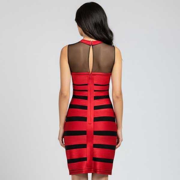 Vestido BCBG Rojo y Negro- S