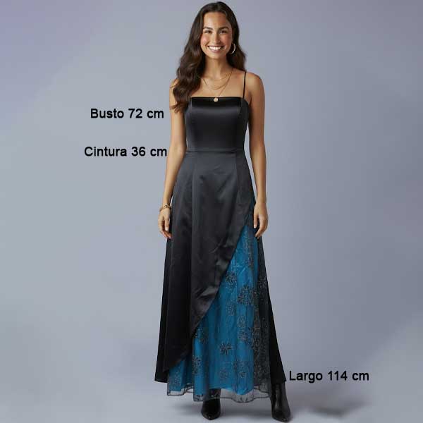 Vestido Kiki Negro y Azul Electrico- S