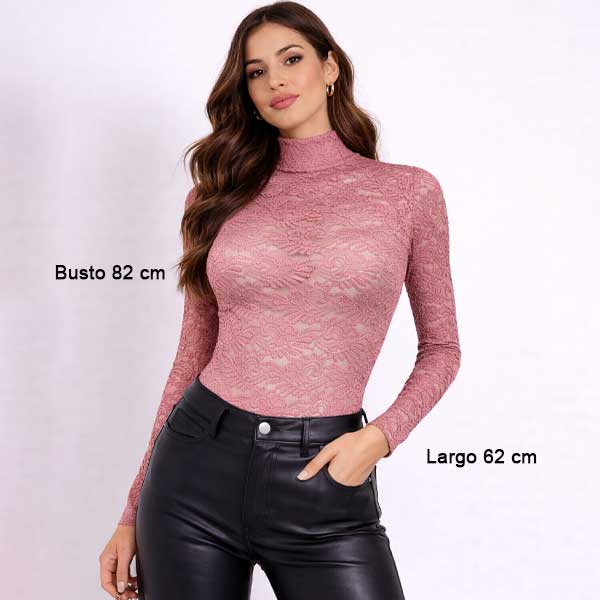 Body Encaje Palo Rosa- Unica