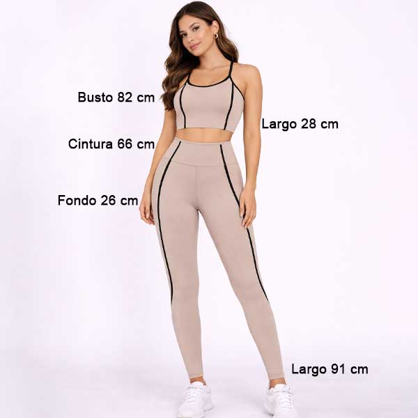 Conjunto Deportivo Jessica Sinpson Beige y Negro- S