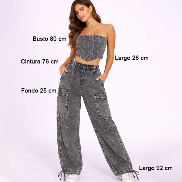 Conjunto Shein Gray Denim- S 