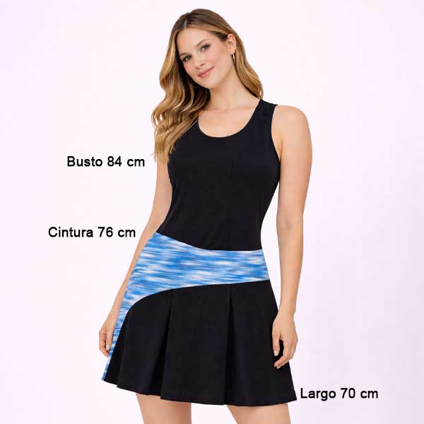 Vestido Deportivo Negro y Azul- S
