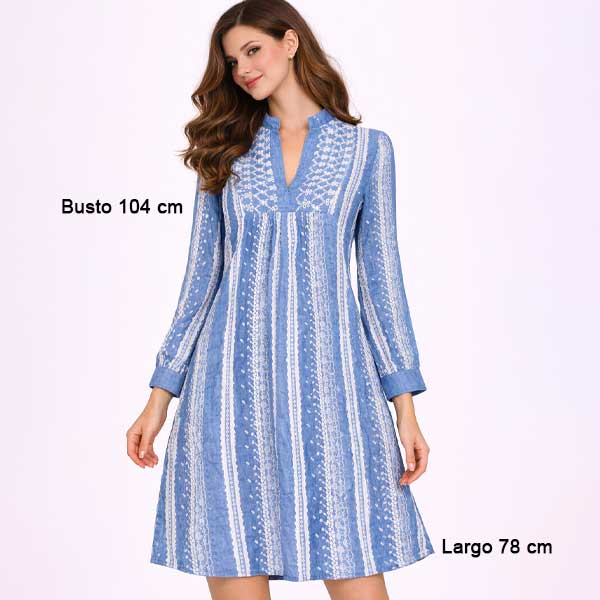 Vestido Zara Azul y Blanco- XS
