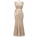 Vestido Night Way Beige y Encaje- S