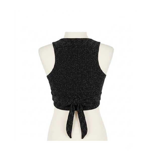 Crop Top Shein Negro Brillante- XS