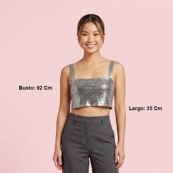 Crop Top Shein Plateado- XS
